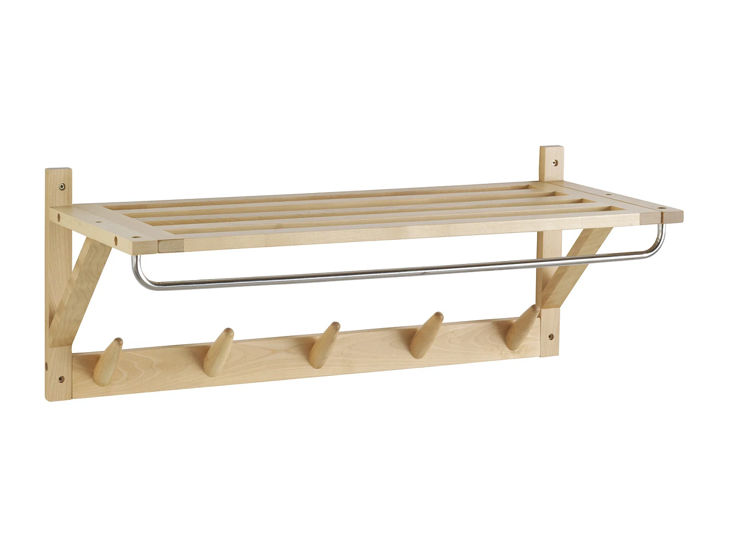 Porte-manteau en bois de bouleau naturel