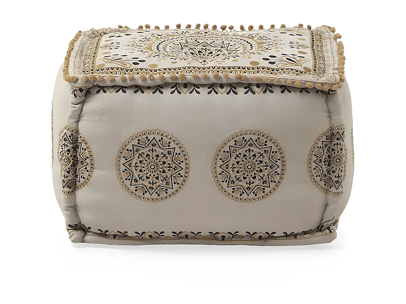 Puff rectangular textil color lino