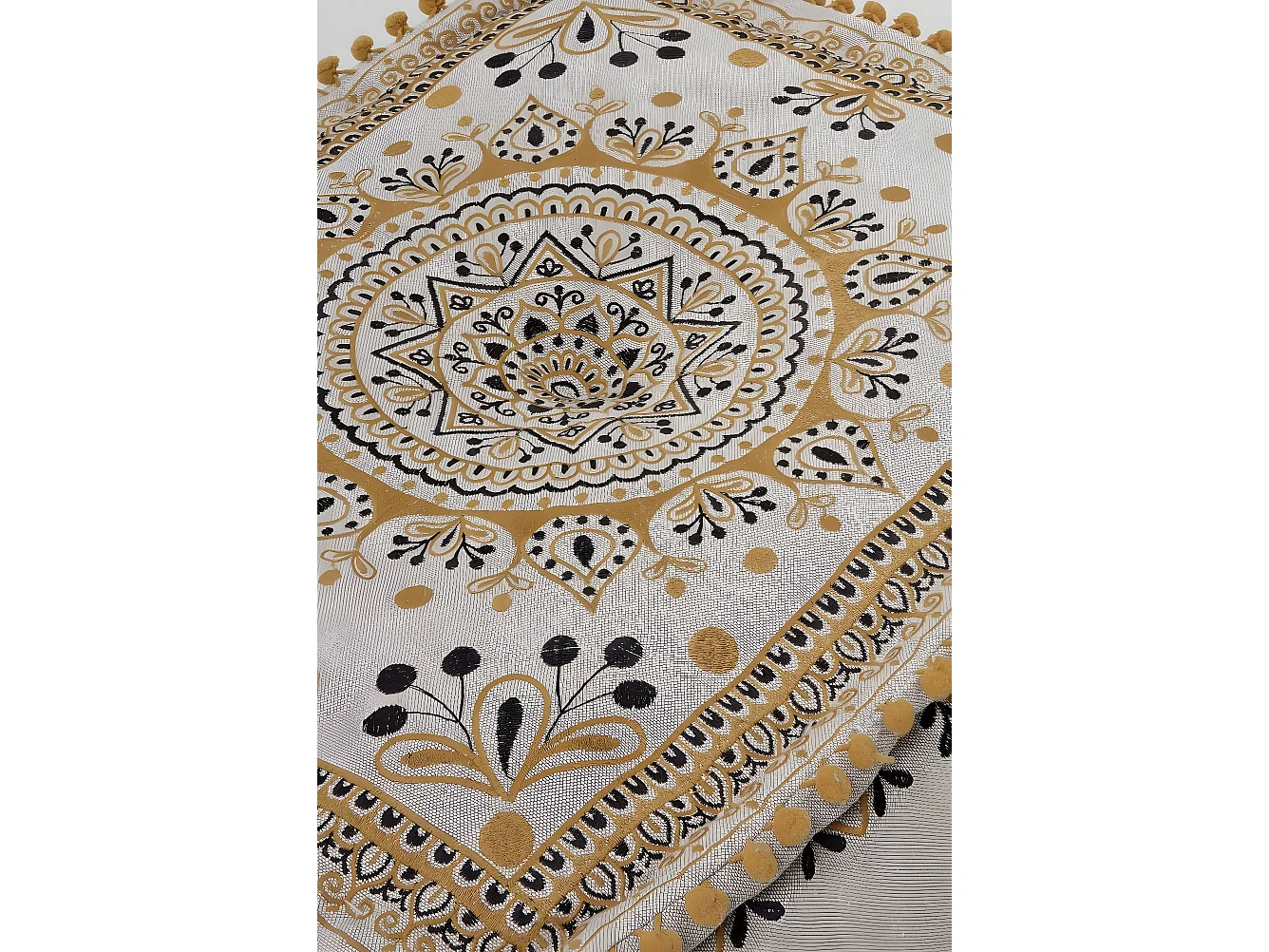 Otomano têxtil retangular cor de linho