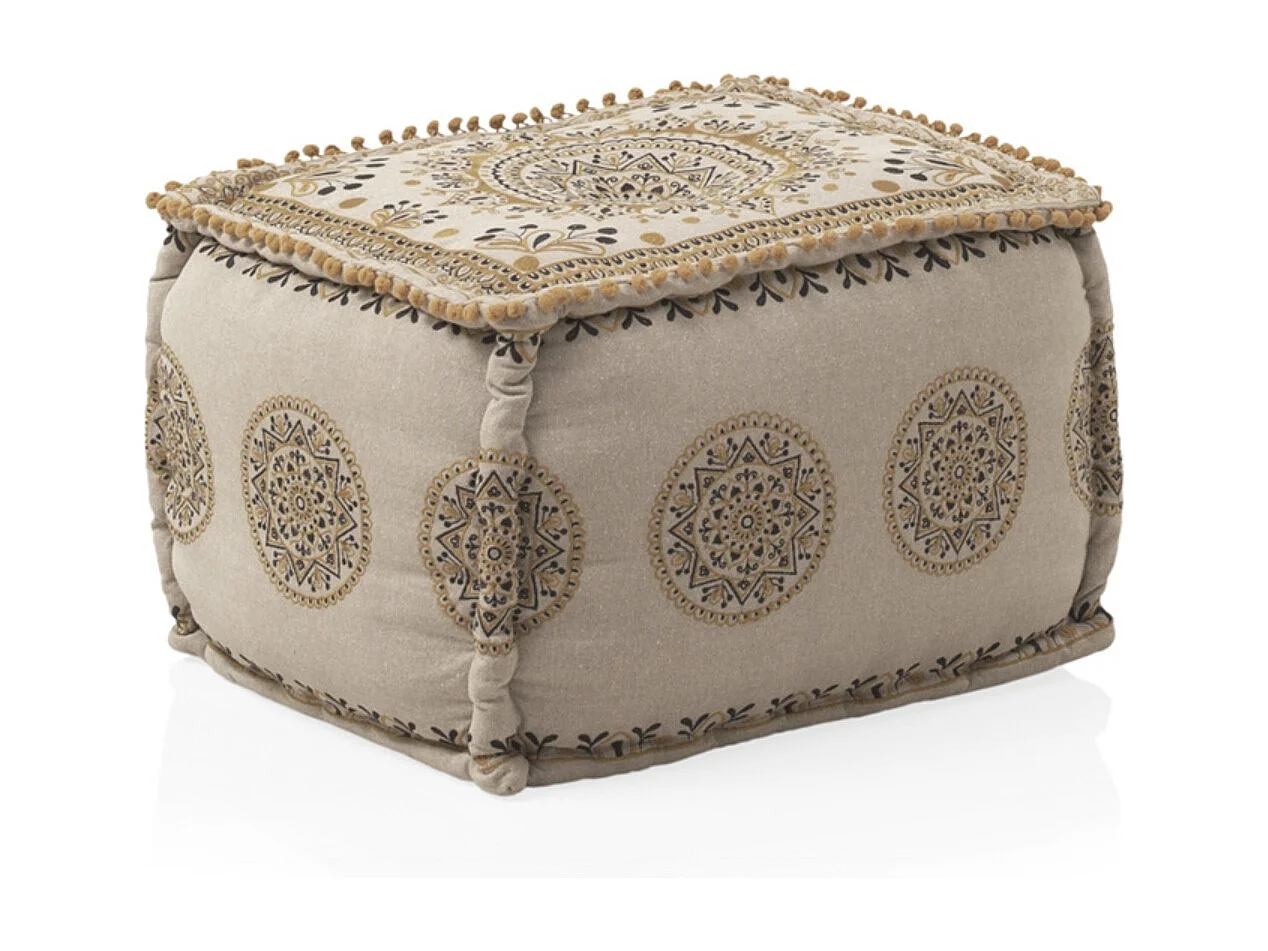 Pouf rectangulaire en tissu, couleur lin