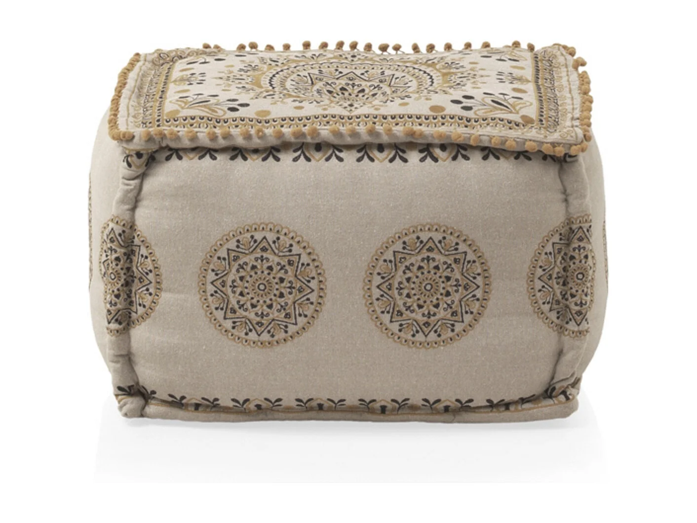 Pouf rectangulaire en tissu, couleur lin