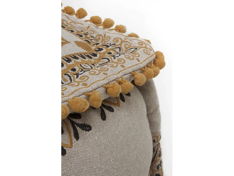 Pouf rectangulaire en tissu, couleur lin