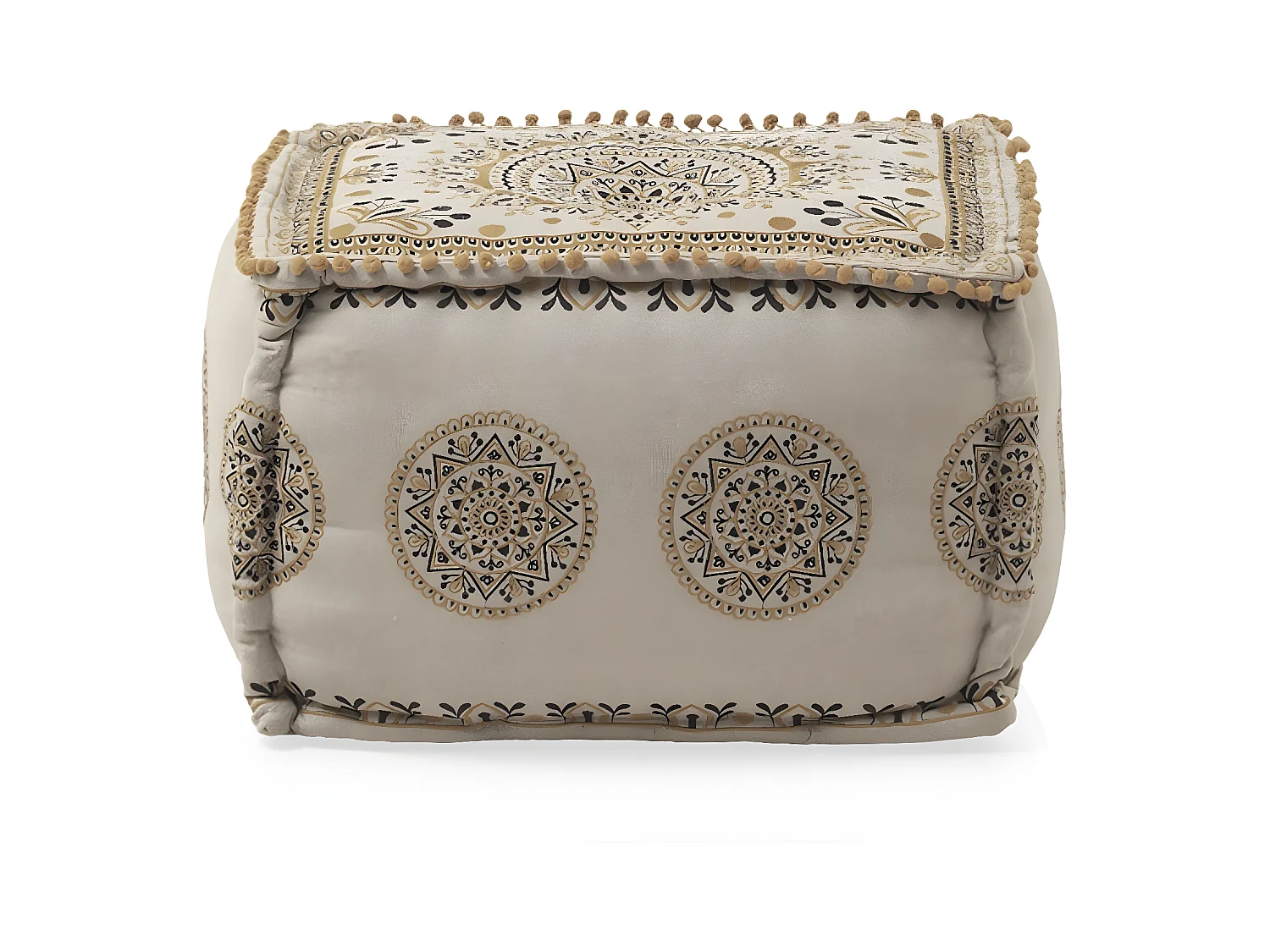 Pouf rectangulaire en textile coloris lin