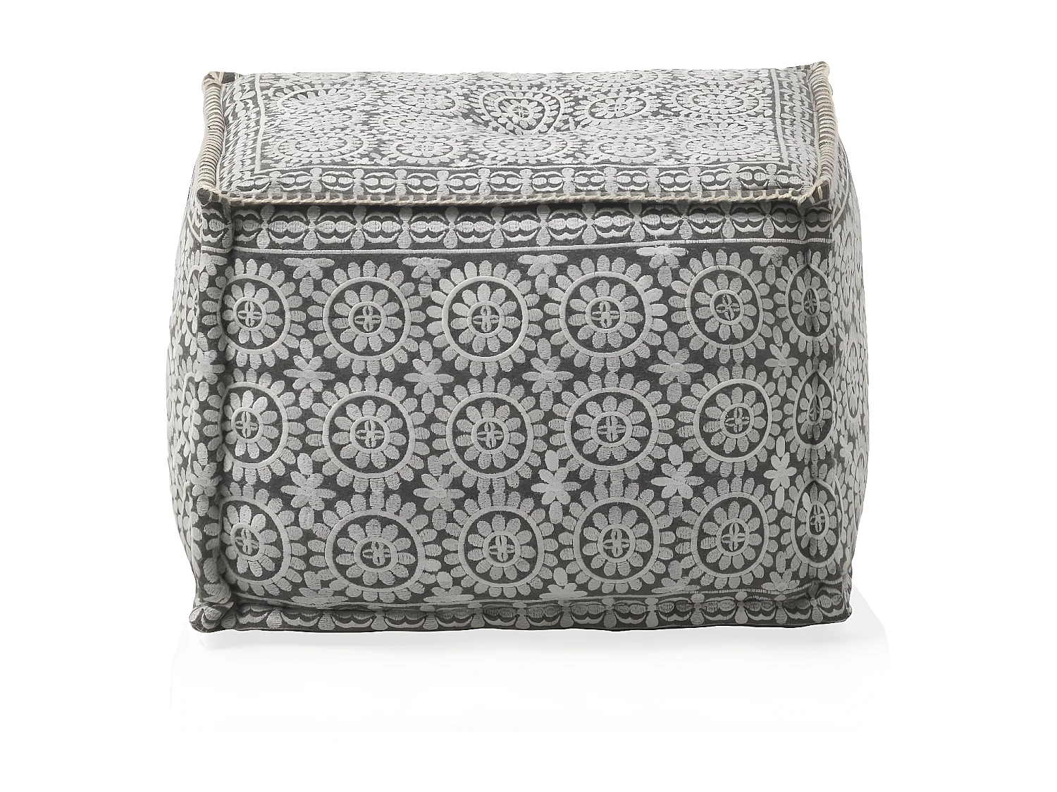Pouf rectangulaire en textile coloris gris