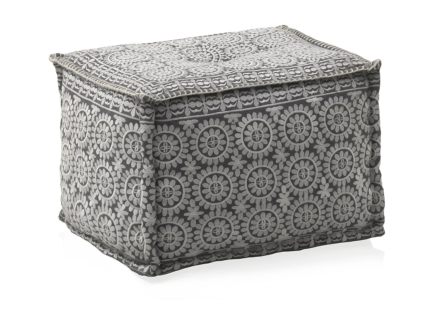 Pouf rectangulaire en textile coloris gris