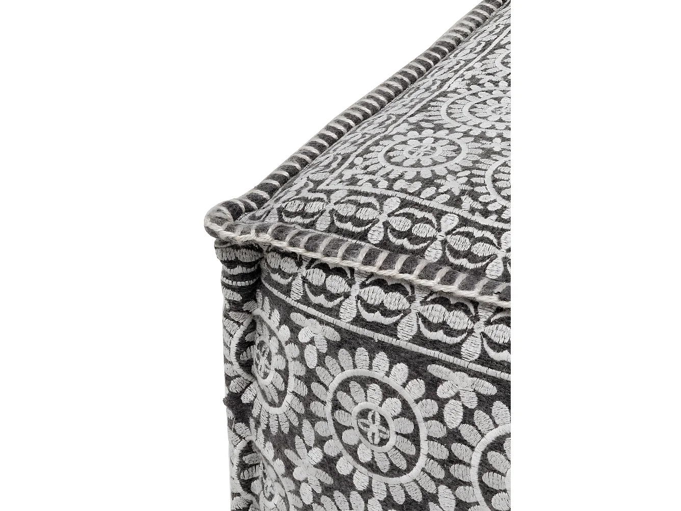 Pouf rectangulaire en textile coloris gris