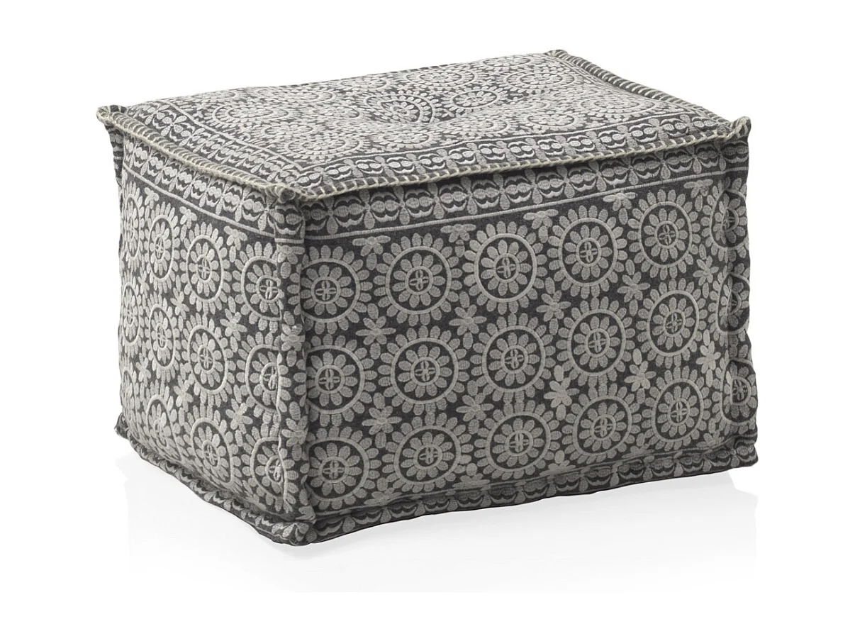 Pouf rectangulaire en tissu, couleur grise