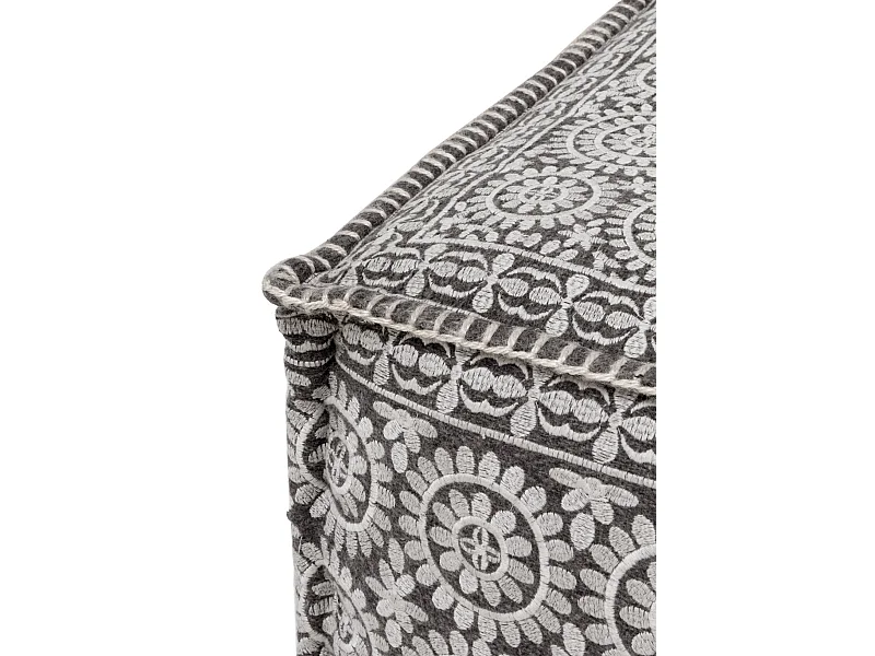 Pouf rectangulaire en tissu, couleur grise