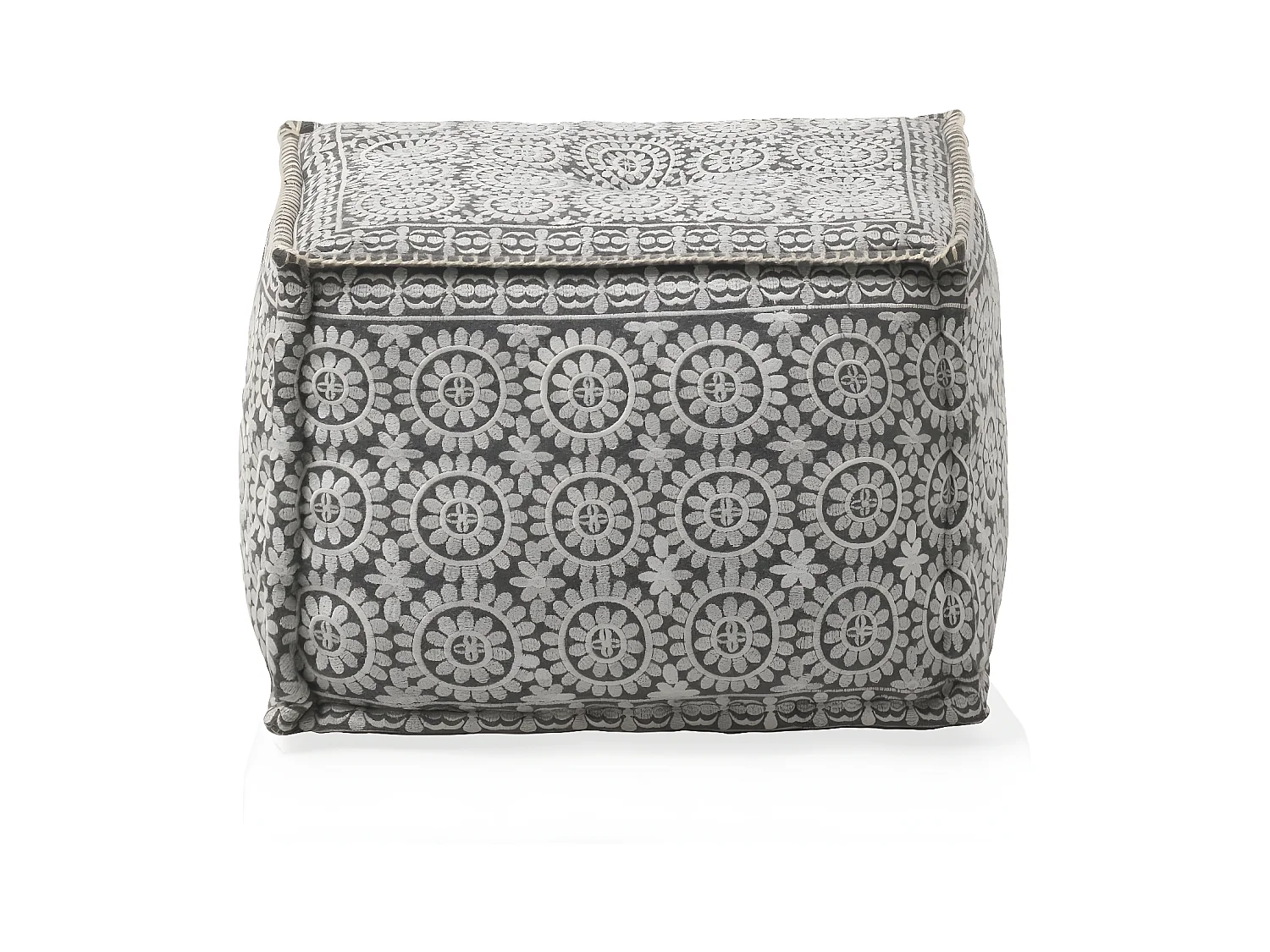 Pouf rectangulaire en textile coloris gris