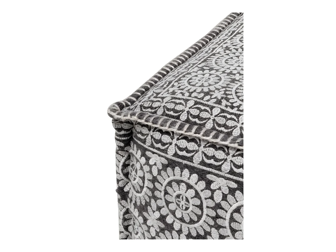 Pufe retangular em tecido cor cinzenta