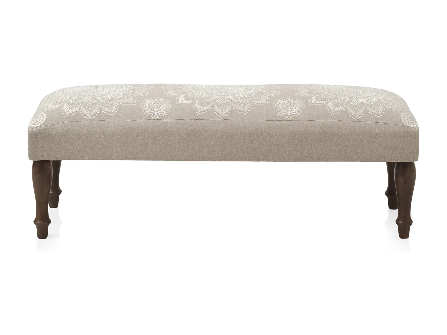 Sgabello imbottito beige con gambe in legno