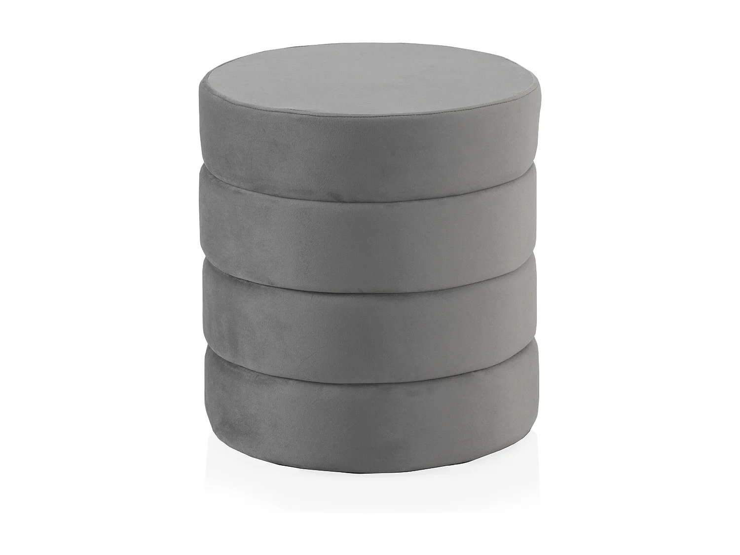 Pufe estofado com tecido de veludo cinzento