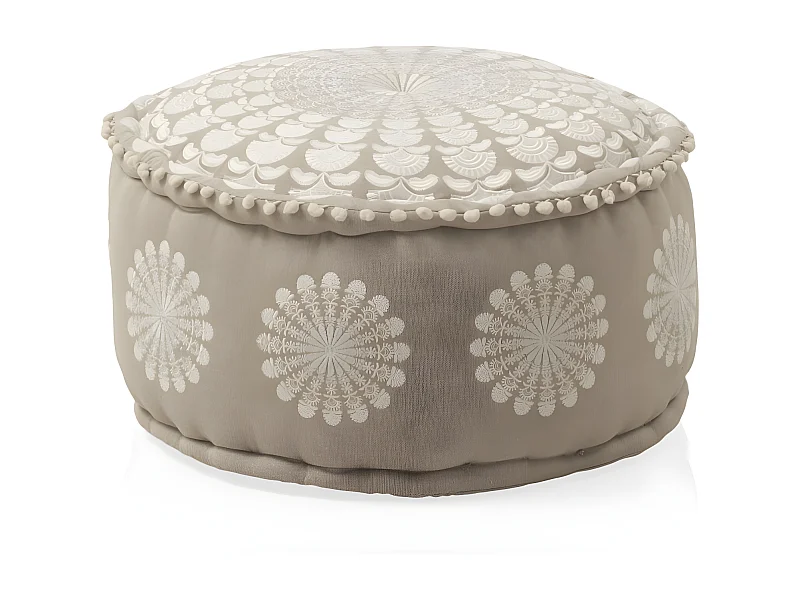 Pouf rotondo in tessuto diametro 55 cm color lino