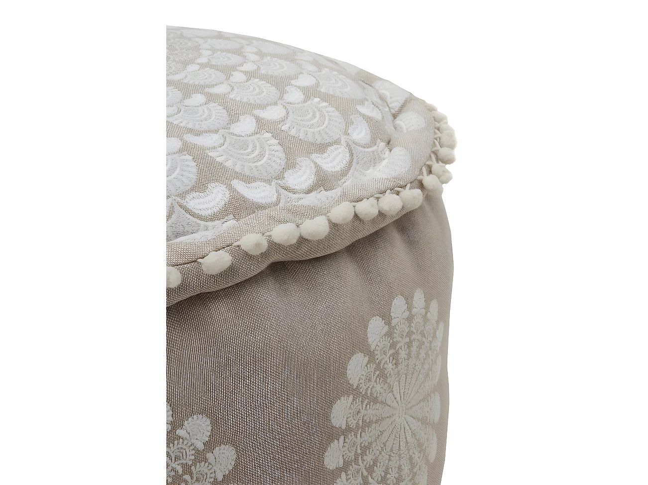 Runder Textilhocker, Durchmesser 55 cm, Leinenfarbe