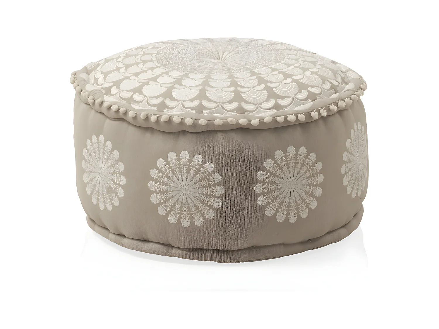 Pouf rond en textile diamètre 55 cm lin