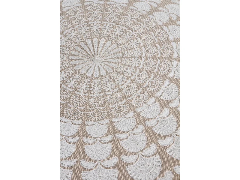 Runder Textilhocker, Durchmesser 55 cm, Leinenfarbe