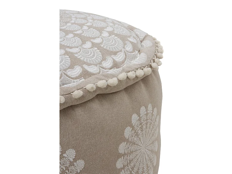 Runder Textilhocker, Durchmesser 55 cm, Leinenfarbe