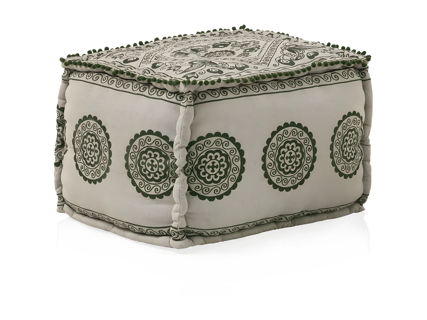 Rechteckiger leinenfarbener Textil-Pouf