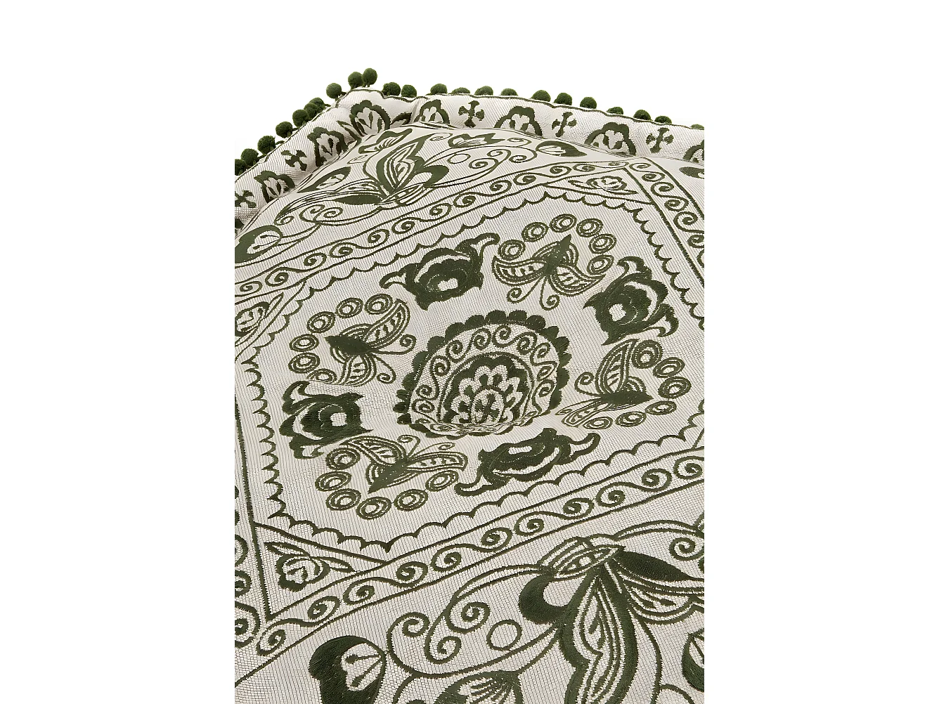 Rechteckiger leinenfarbener Textil-Pouf