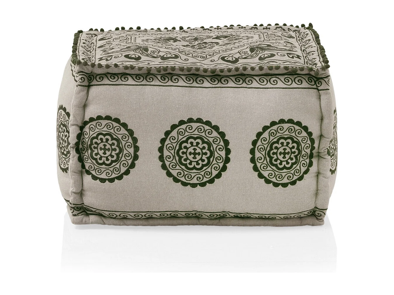 Pouf rectangulaire en tissu, couleur lin