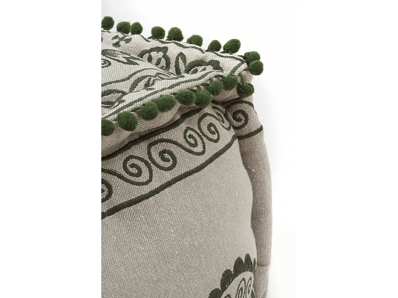 Pouf rectangulaire en tissu, couleur lin