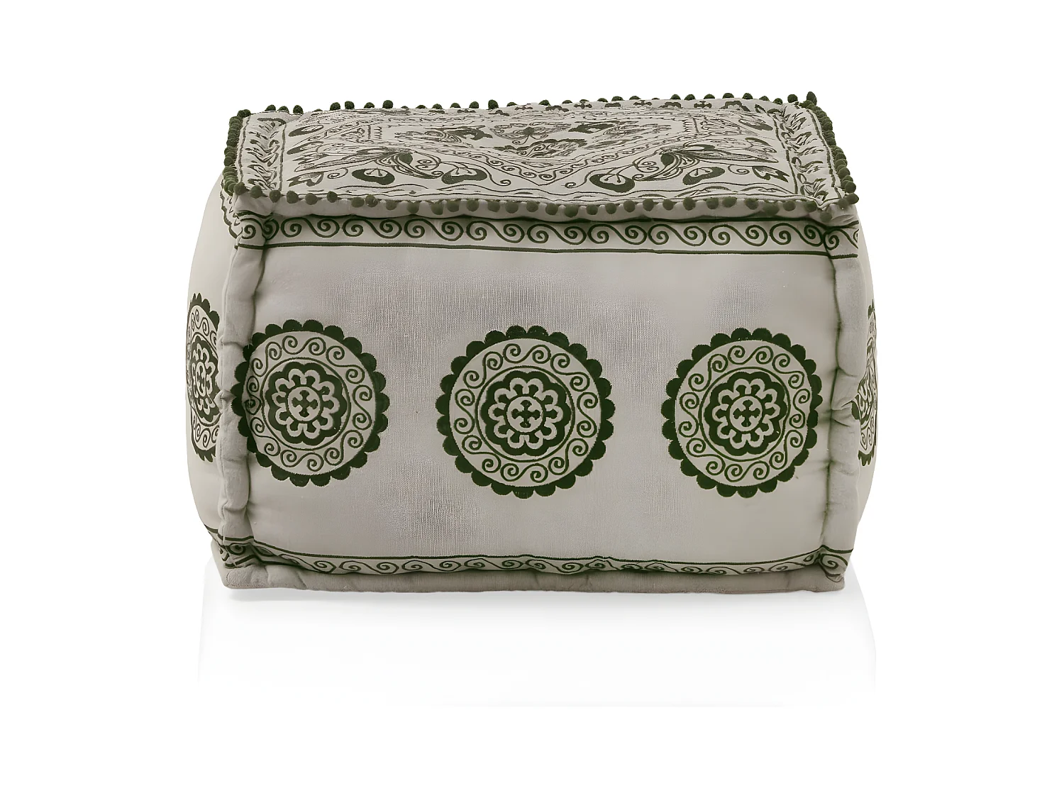 Pouf rectangulaire en textile coloris lin