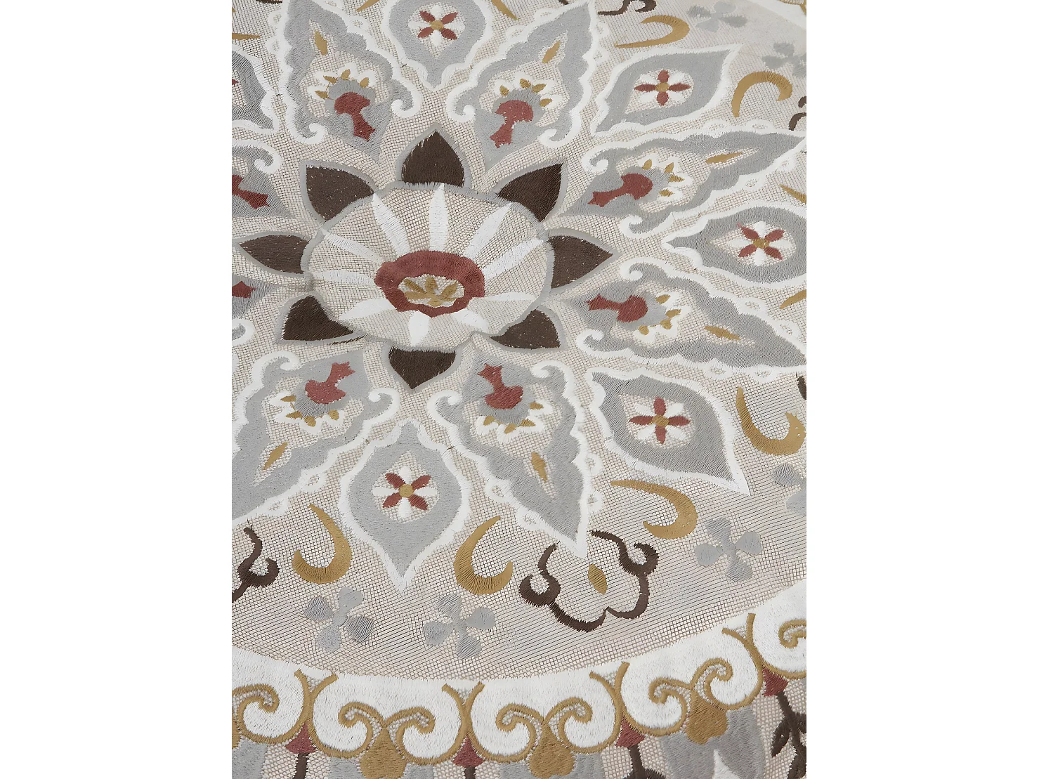 Runder Textilhocker, Durchmesser 55 cm, Leinenfarbe