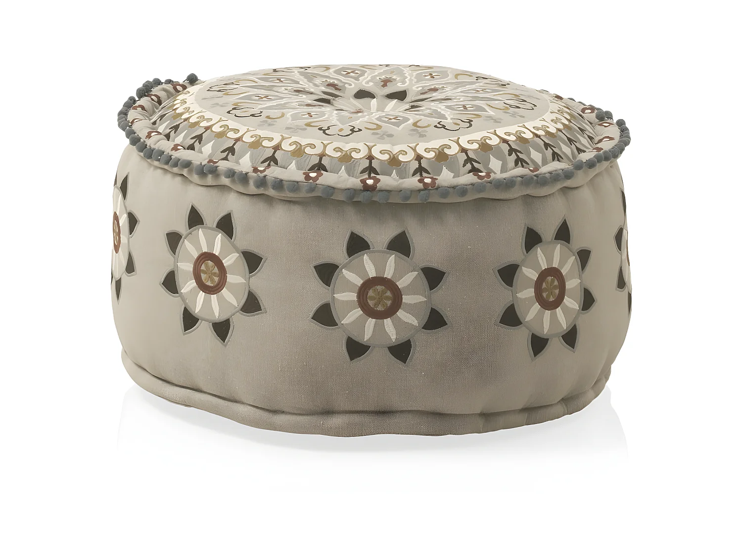 Pouf rond en textile diamètre 55 cm lin