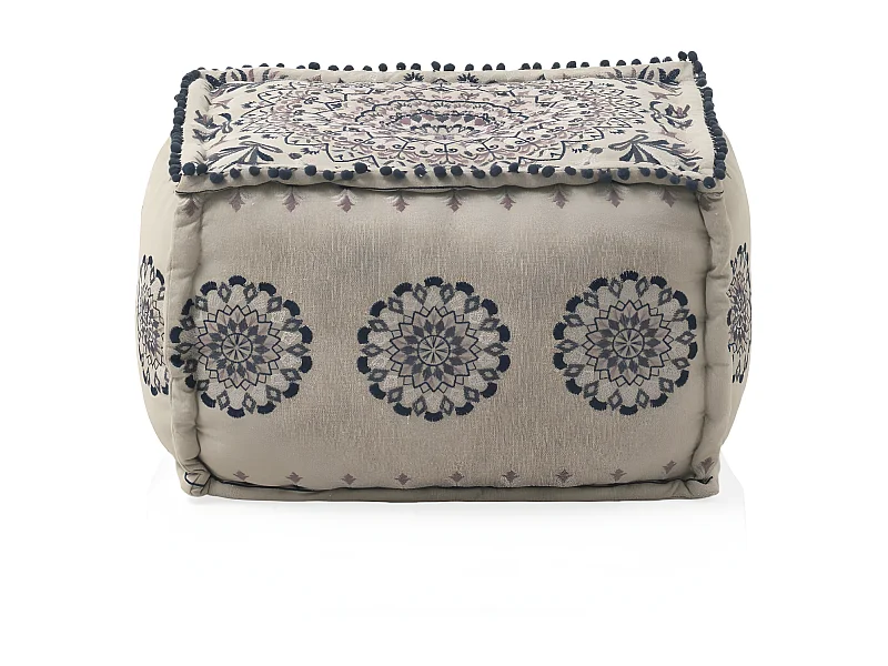 Rechteckiger Sitzpuff aus Leinentextil