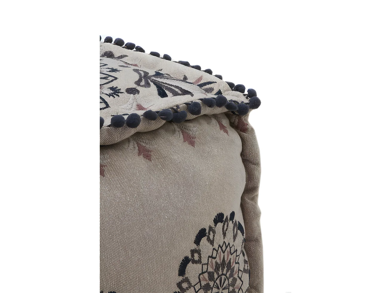 Pouf rettangolare in tessuto color lino