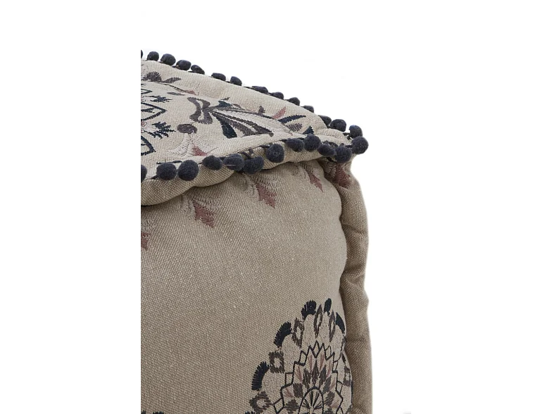 Pouf rectangulaire en tissu, couleur lin