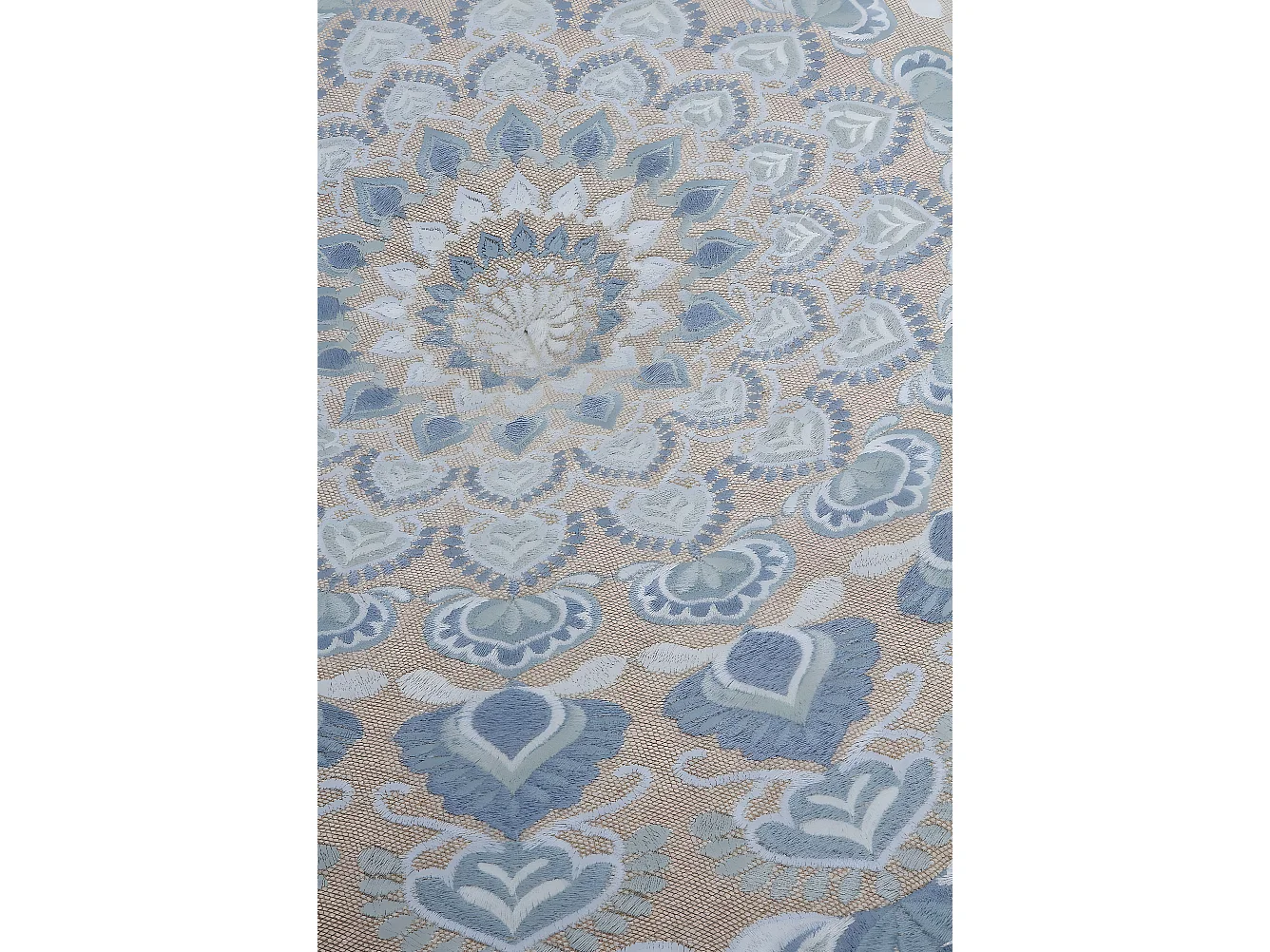 Runder Textilhocker, Durchmesser 55 cm, Leinenfarbe