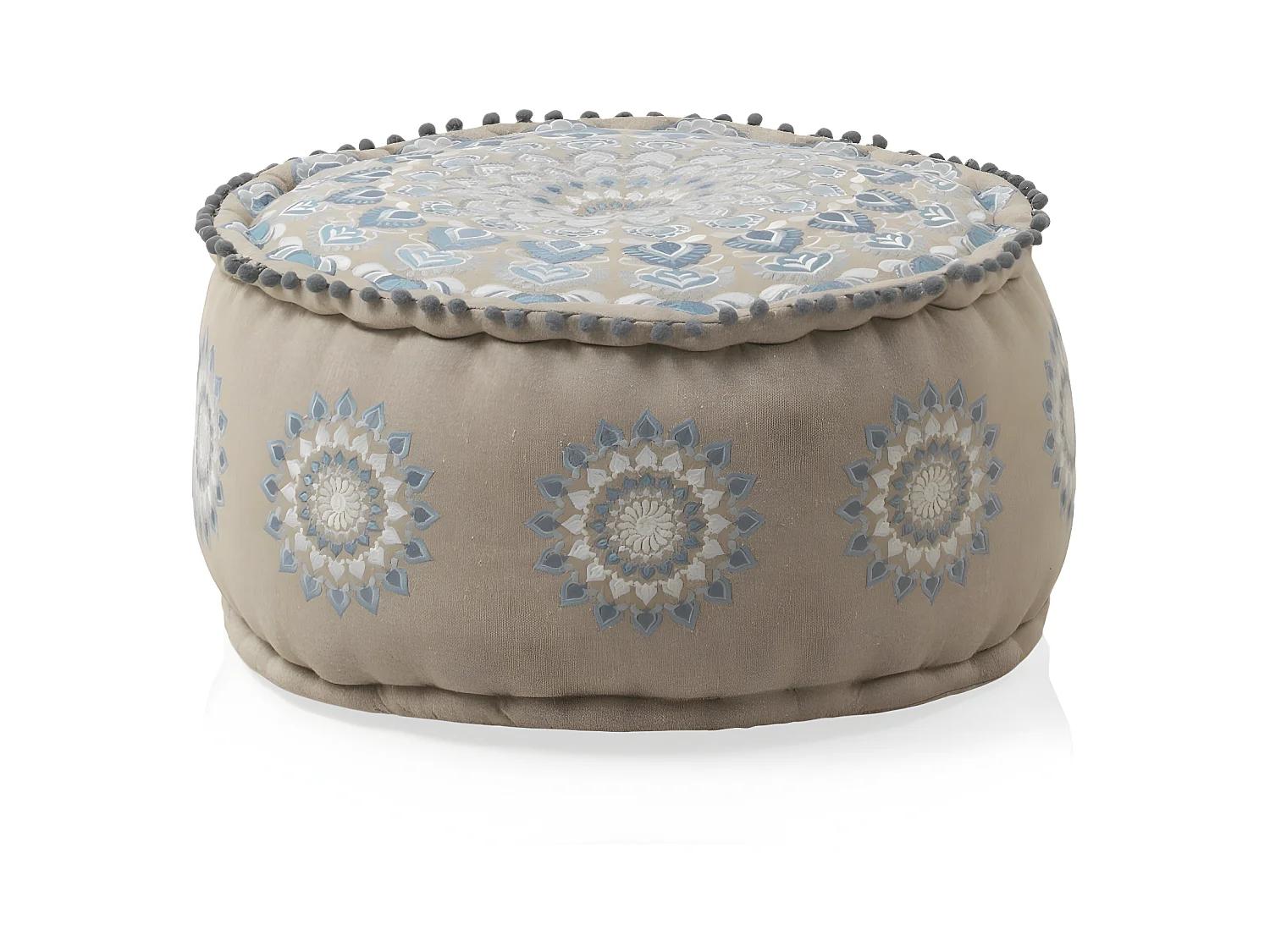 Pouf rond en textile diamètre 55 cm coloris lin