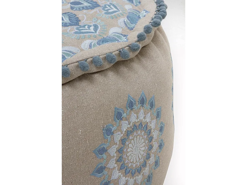 Pouf rond en tissu diamètre 55 cm couleur lin