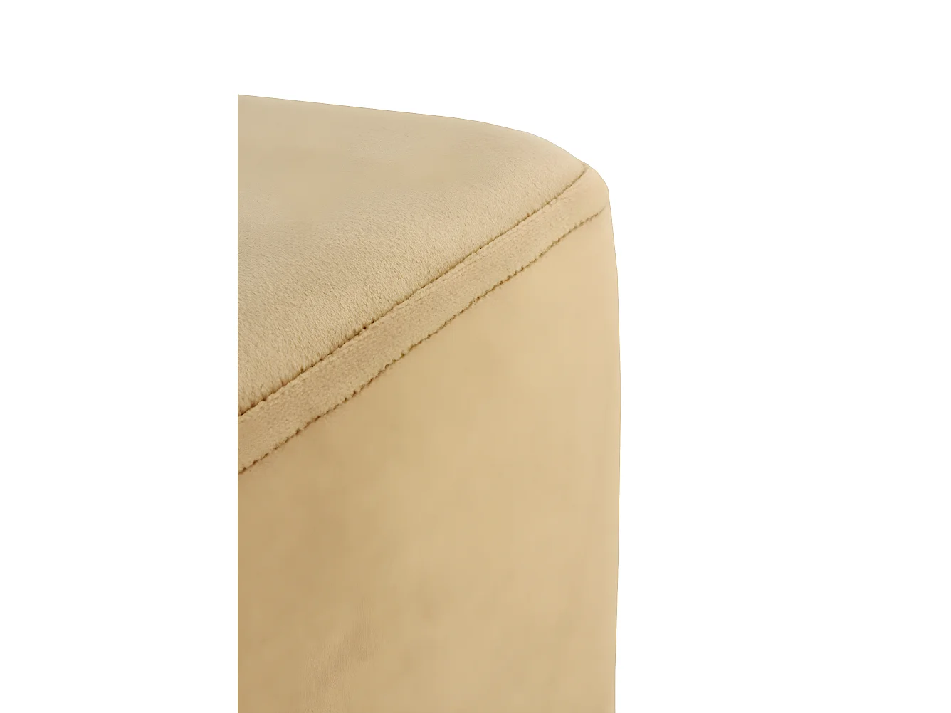 Pufe estofado em tecido de veludo mostarda com base dourada