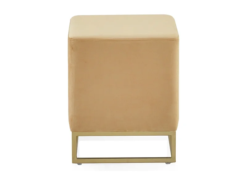 Pouf rembourré en velours moutarde avec base dorée