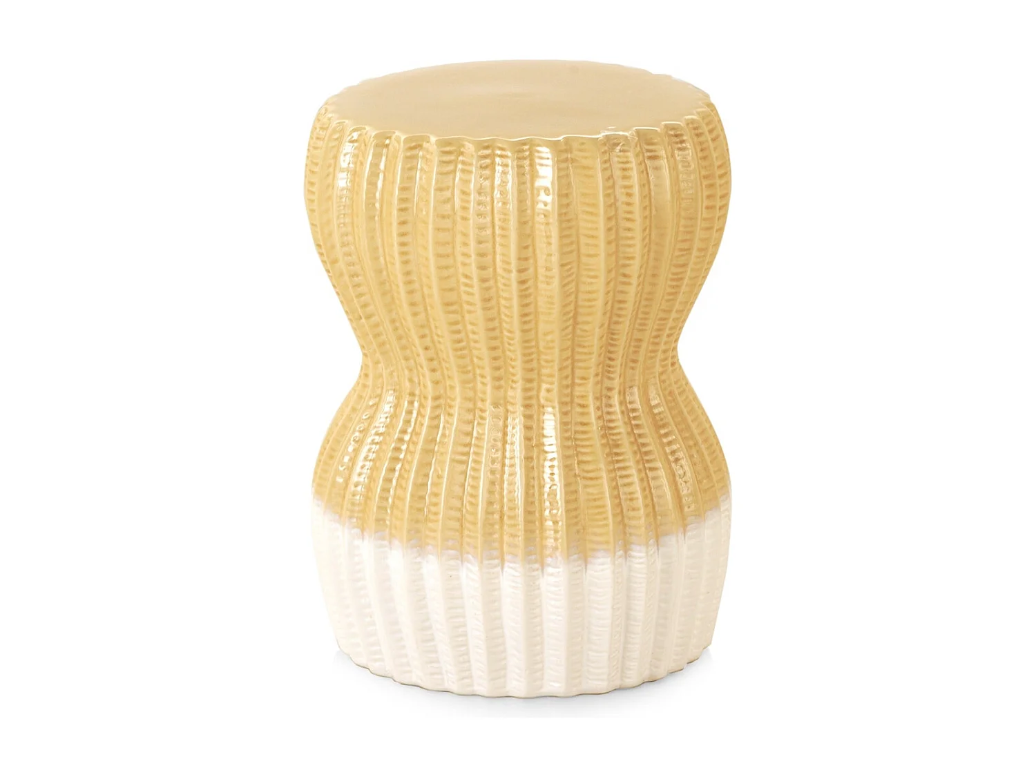 Sgabello da tavolo in ceramica bianca e gialla