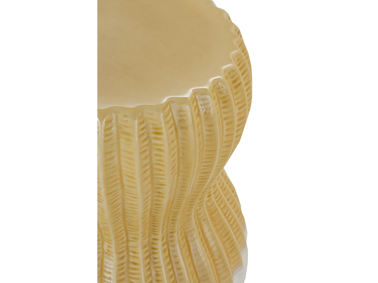 Sgabello da tavolo in ceramica bianca e gialla