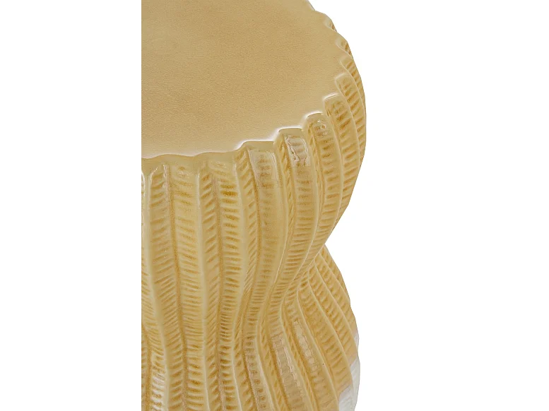 Gelb-weißer Beistelltischhocker aus Keramik