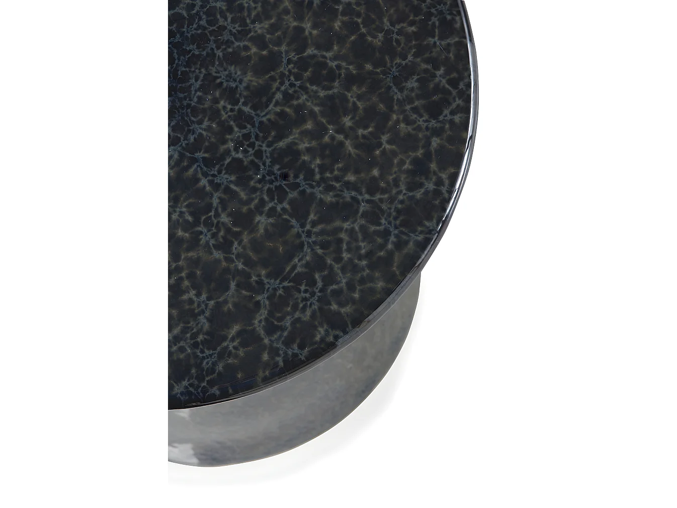 Dunkelblauer Beistelltischhocker aus Keramik