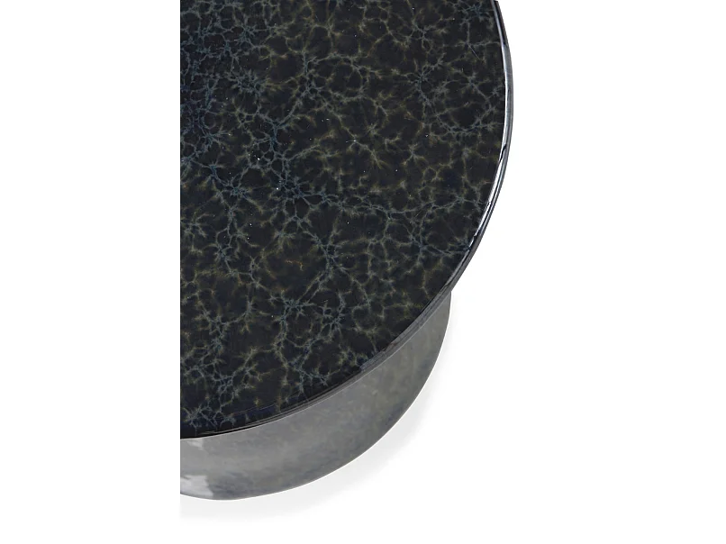 Tabouret table d'appoint en céramique bleu foncé