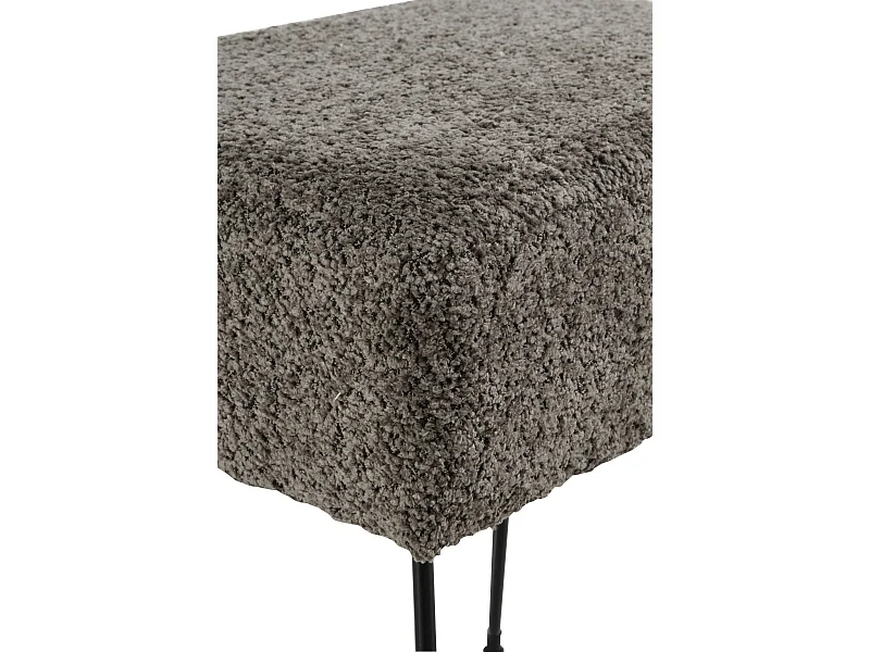 Tabouret rembourré gris avec pieds métalliques noirs