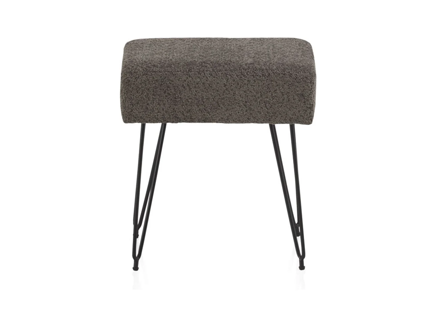 Tabouret gris rembourré avec pieds en métal noir