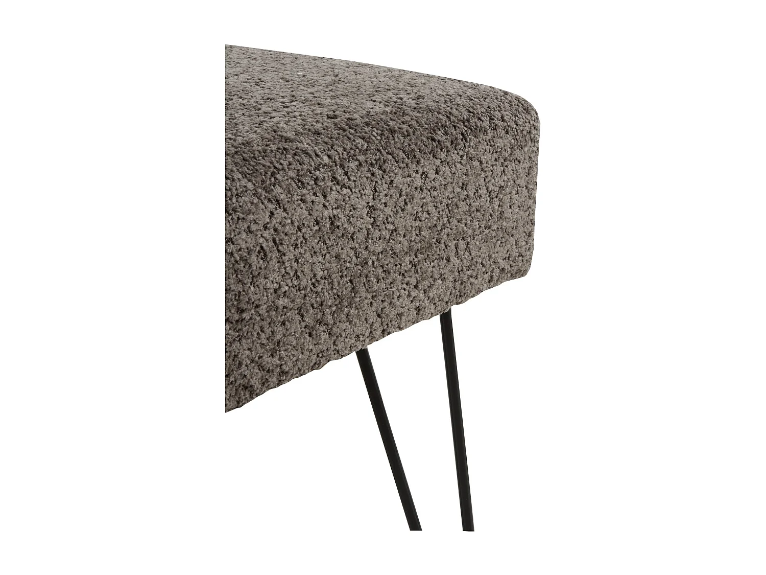 Grijze gestoffeerde kruk met zwarte metalen poten