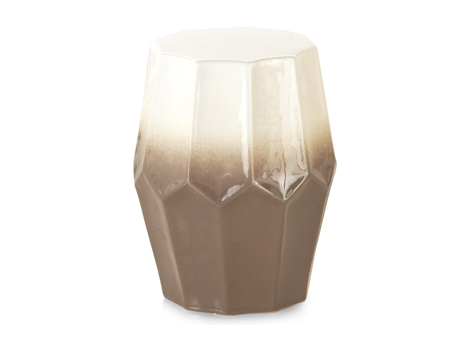 Beistelltischhocker aus brauner und weißer Keramik