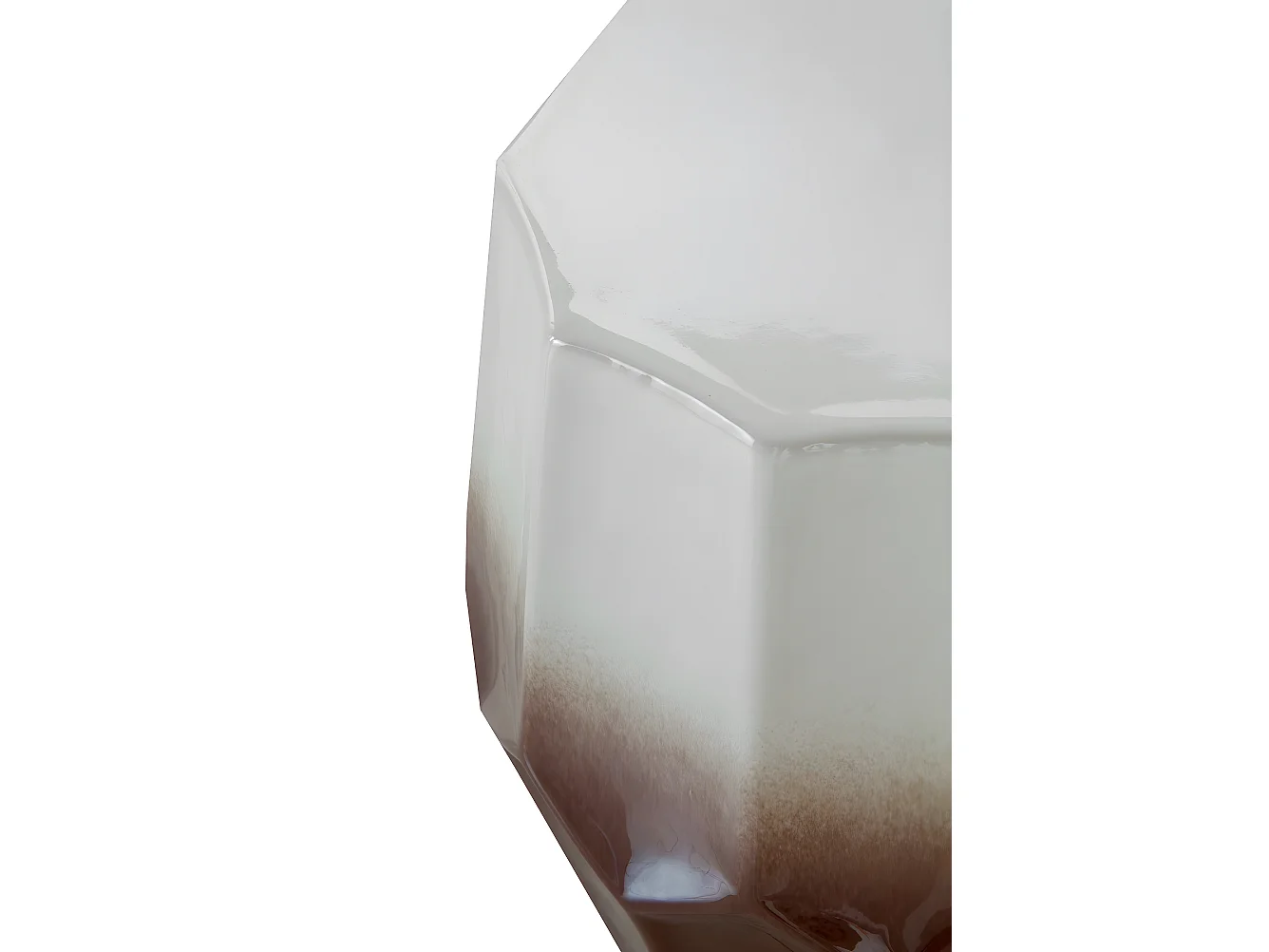 Beistelltischhocker aus brauner und weißer Keramik