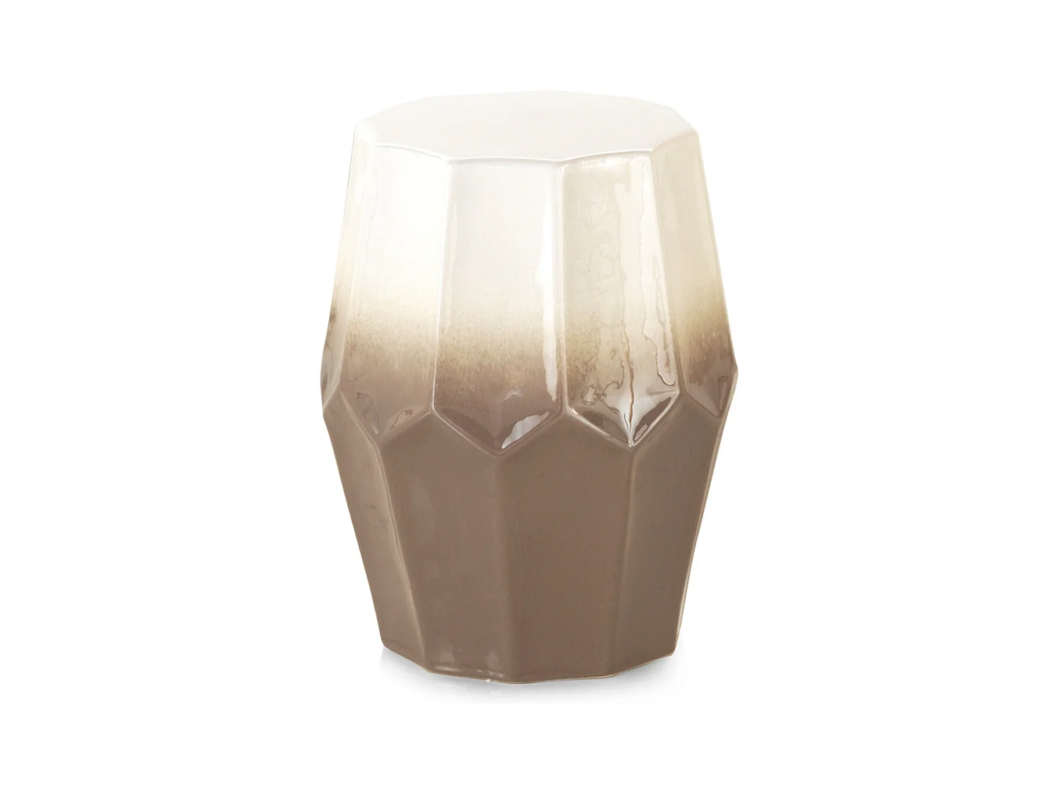 Sgabello da tavolo in ceramica bianca e marrone