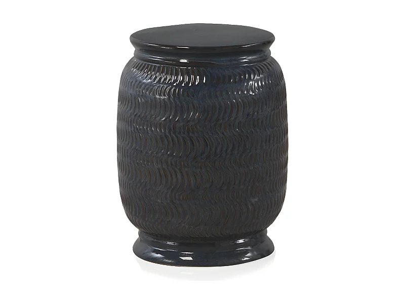 Dunkelblauer Beistelltischhocker aus Keramik