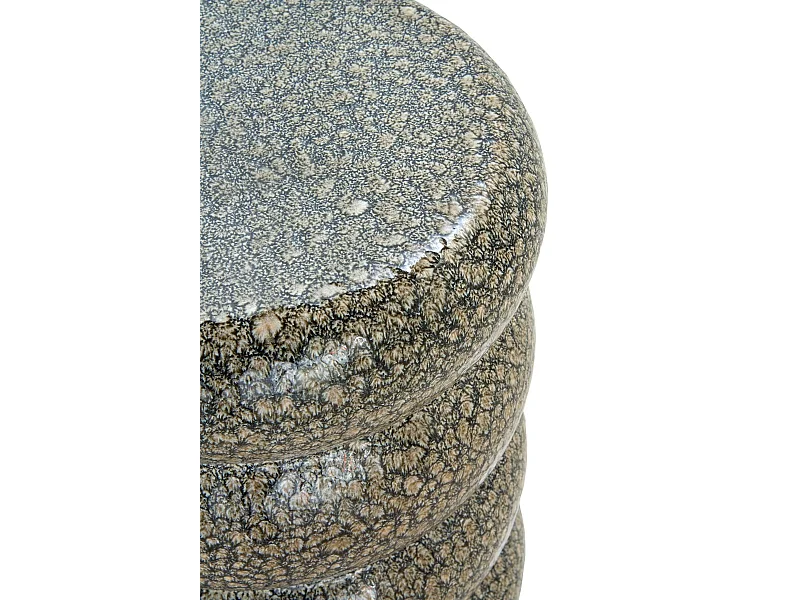 Taburete mesita auxiliar de cerámica negro y dorado