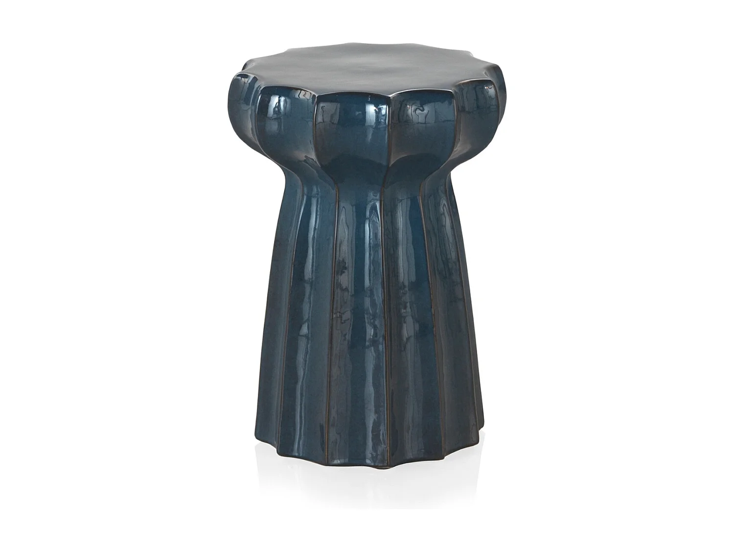 Blauer Beistelltischhocker aus Keramik